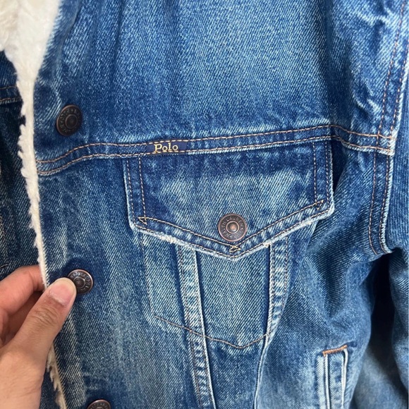 Polo Ralph Lauren Light Blue fleece Denim Sherpa trucker Jacket - Picture 6 of 9